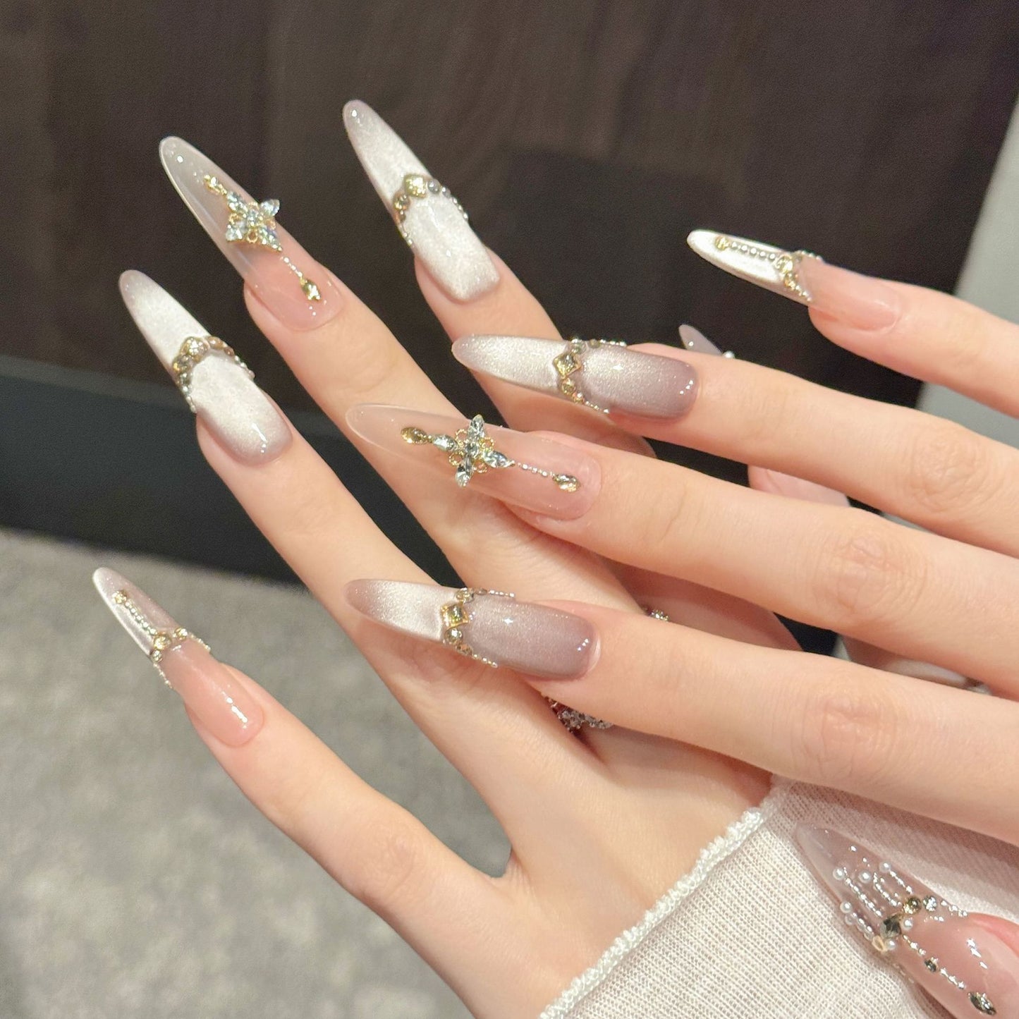 Silver Butterfly press-on nail set, view 1