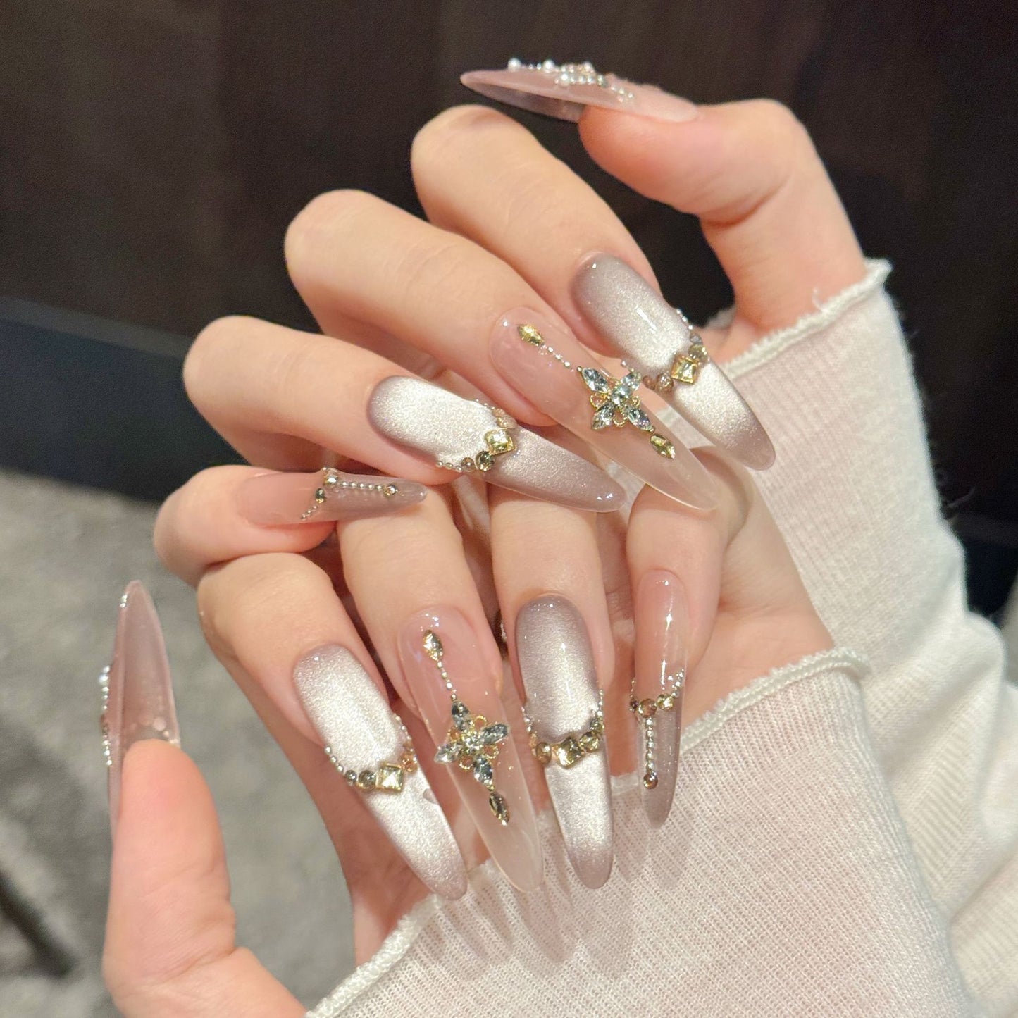 Silver Butterfly press-on nail set, view 2