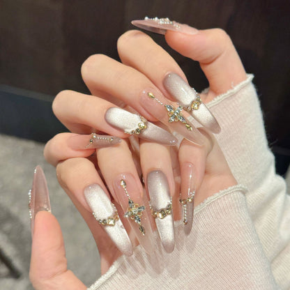 Silver Butterfly press-on nail set, view 2